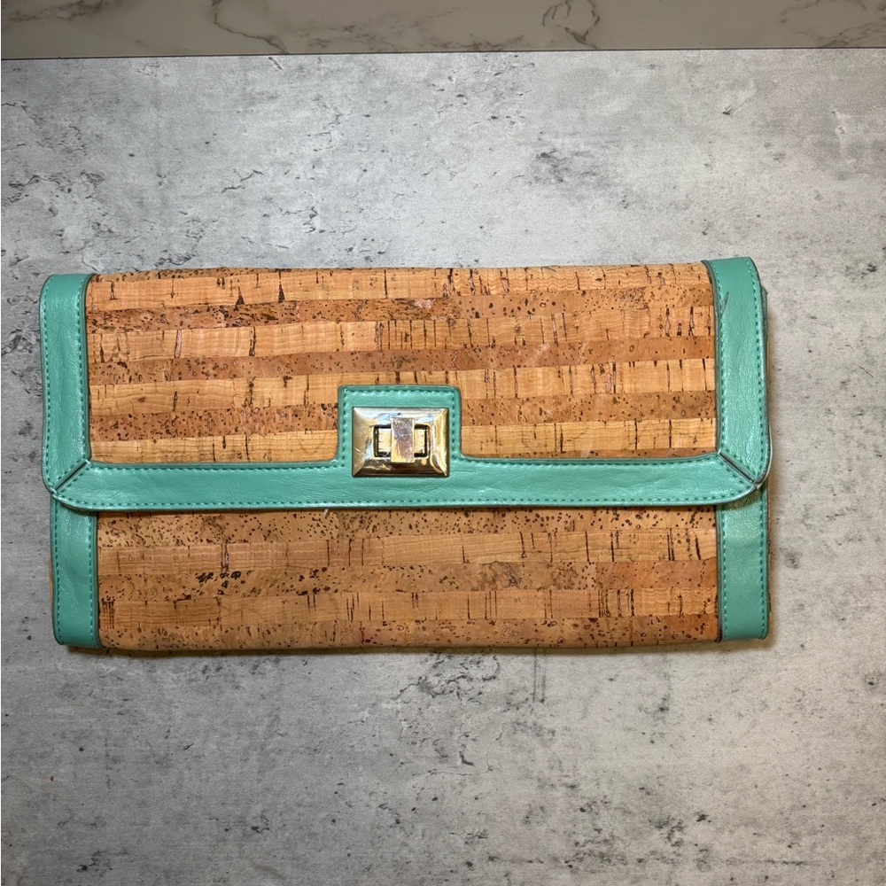 Aldo Cork & Teal Clutch NWOT